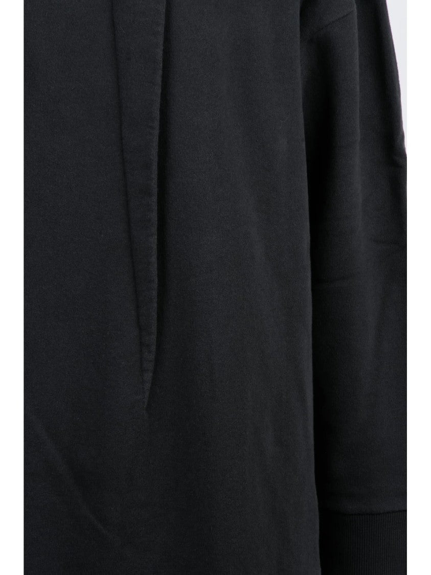 Mm6 By Maison Margiela Loose-Fitting Black Sweatshirt Dress With Architectural Overlapping Panel