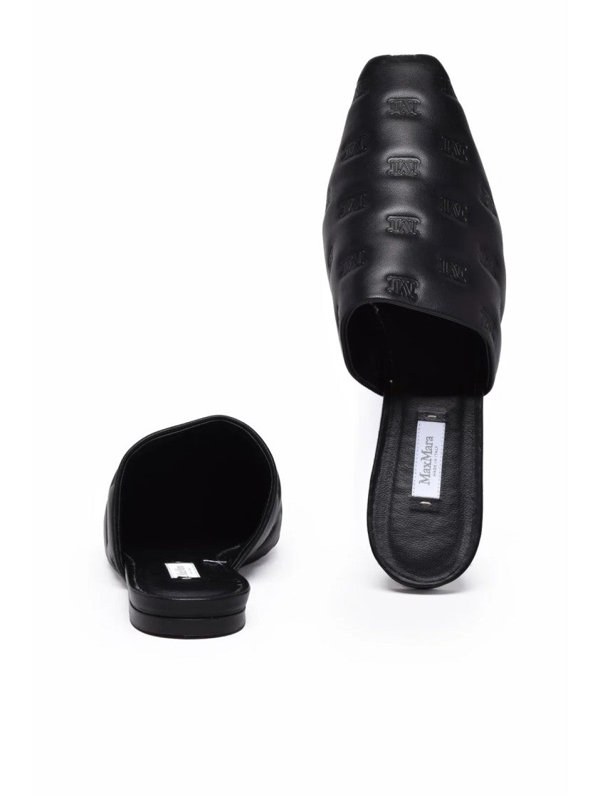 Max Mara Black Leather Martha Mules