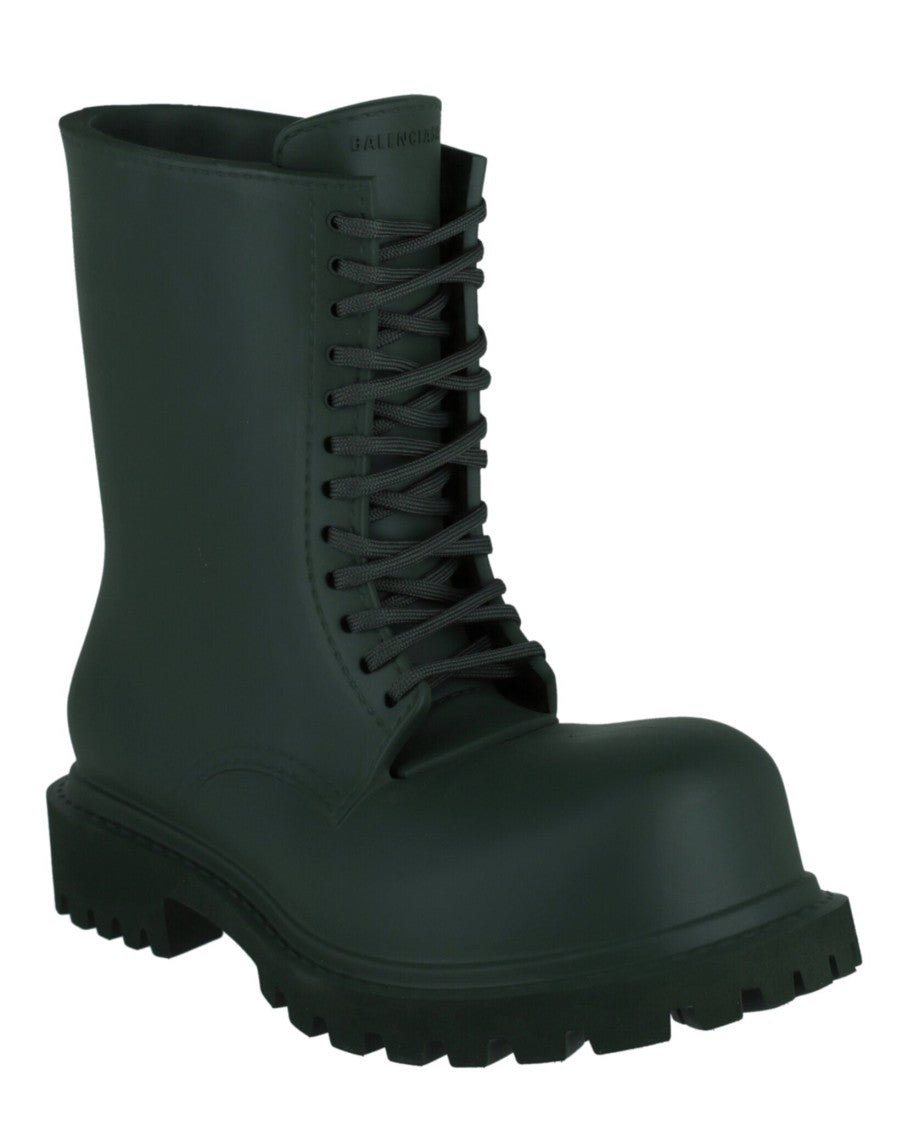 Balenciaga Oversized Matte Finish Lace-Up Boots With Rugged Outsole