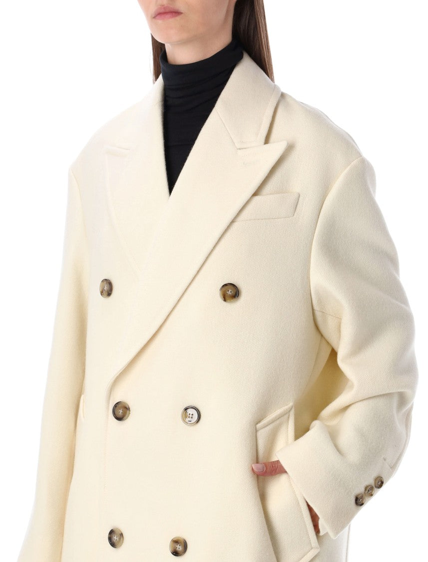 Ami Wool Double-Breasted Long Coat