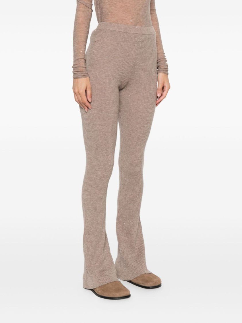 Pinko Ribbed Knit Trousers With Fitted Silhouette