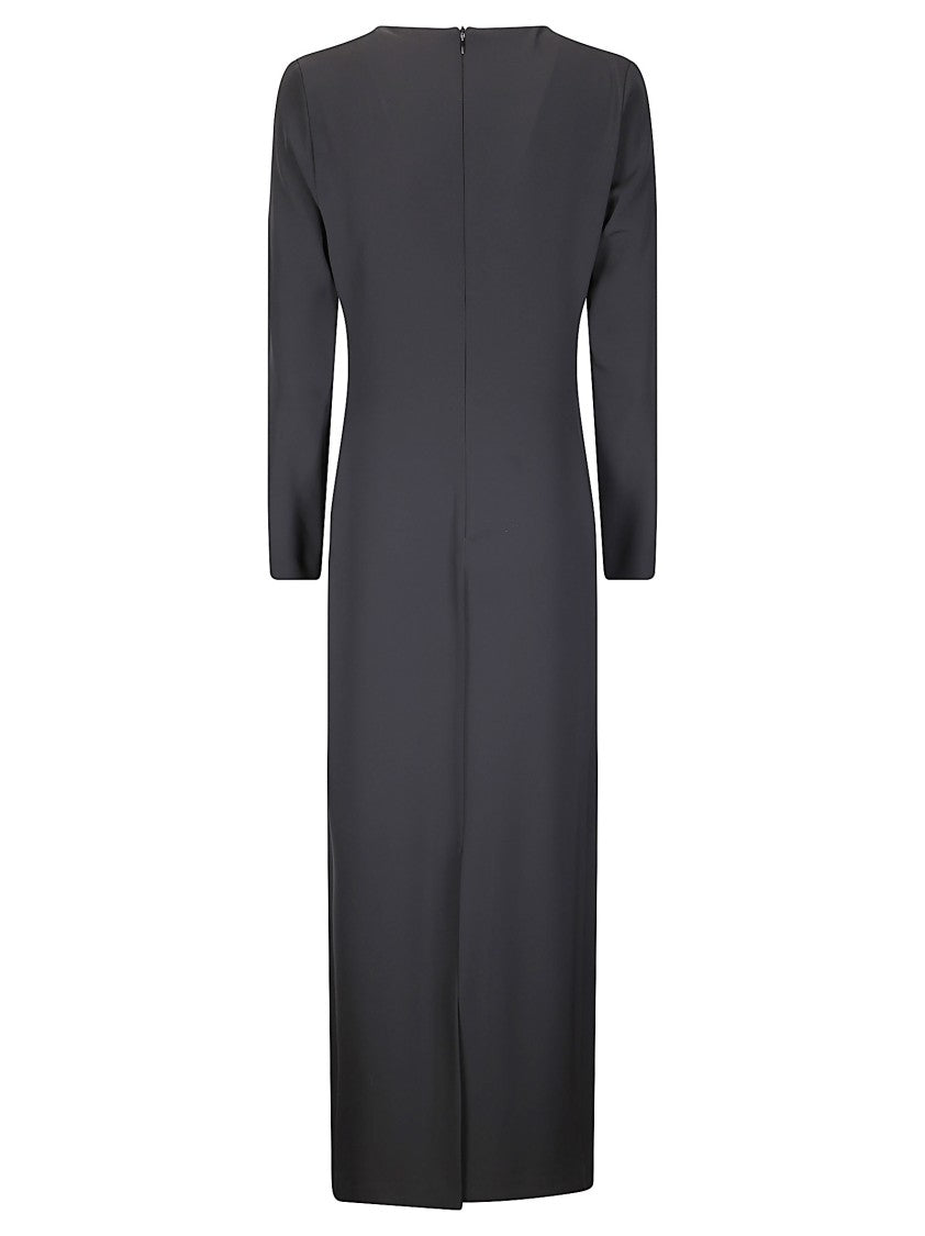 Stefano Mortari Long Black Dress With V-Neck