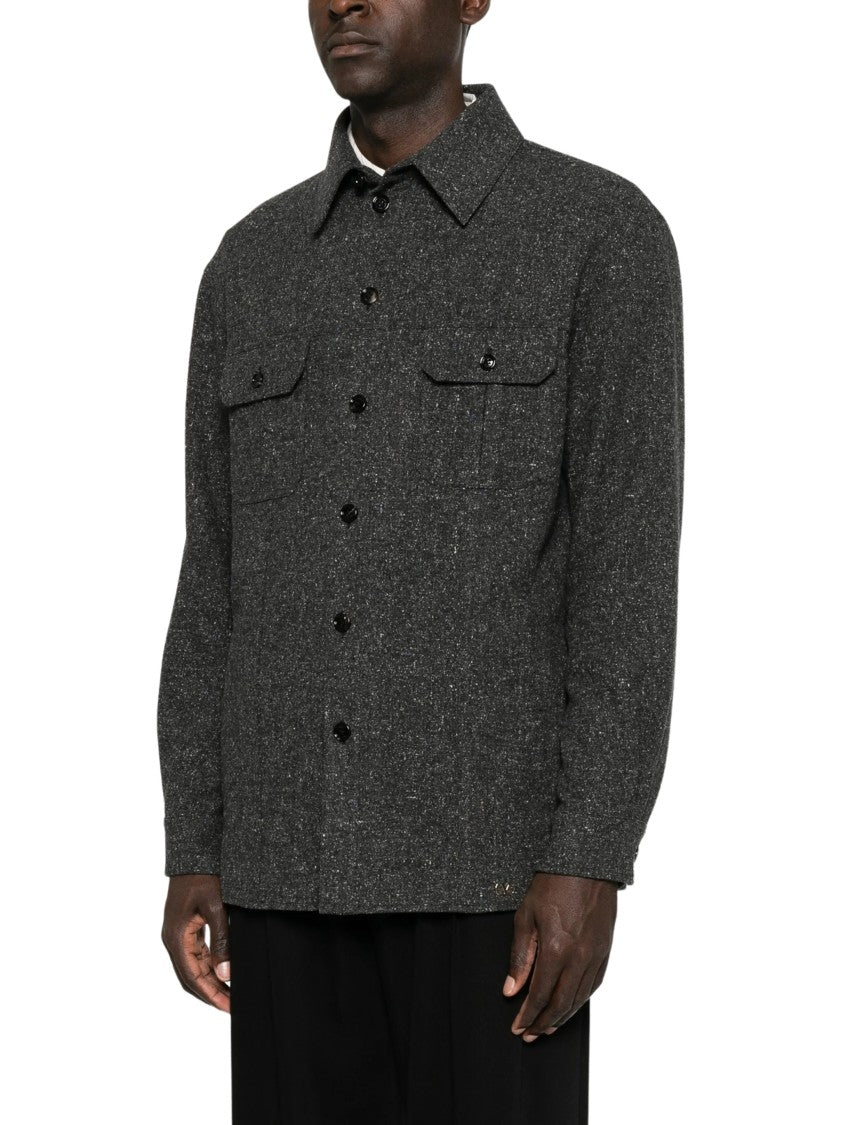 Valentino Dark Grey Flap-Pocket Textured Jacket