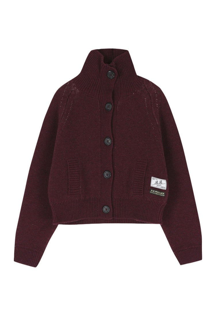 B.B. Wallace Hesse Shetland Wool Cashmere Cropped Turtleneck Cardigan