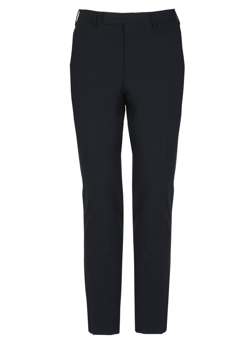 Pt Torino Blue Wool Straight-Leg Pants