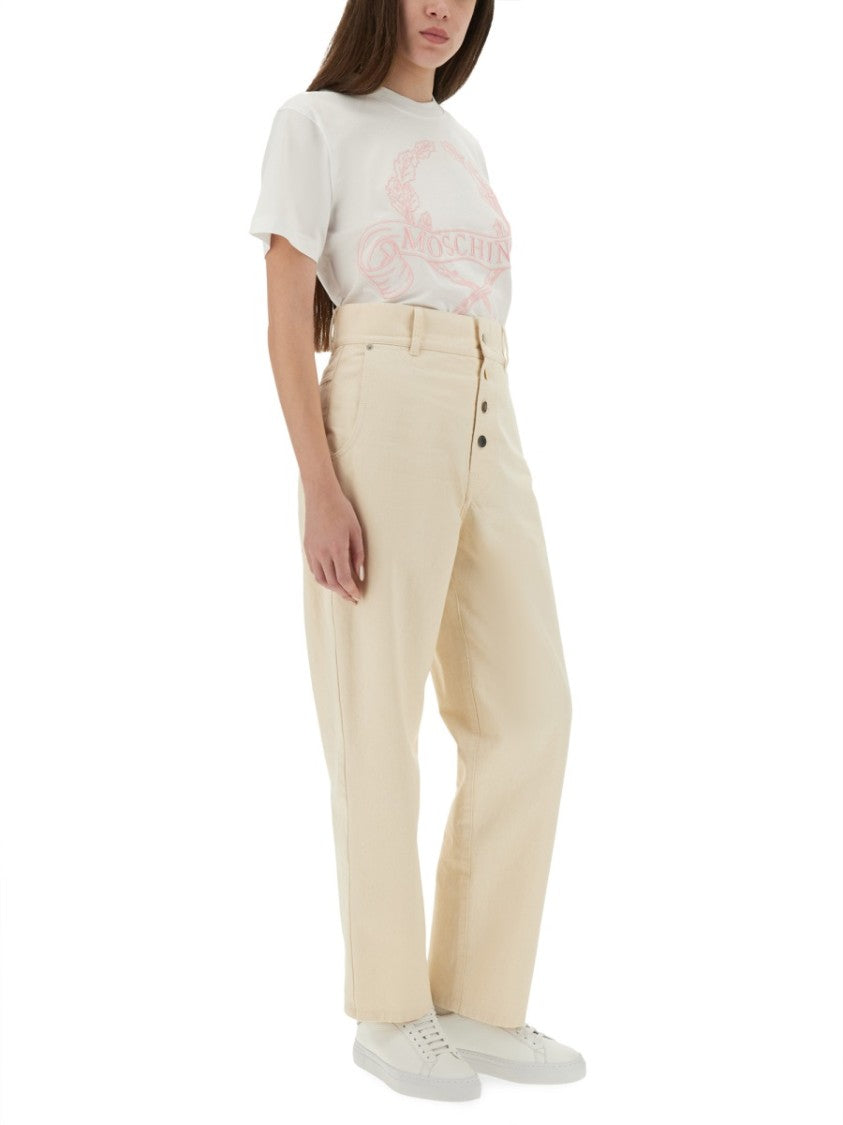 Moschino Embroidered Crew Neck T-Shirt In Soft Cotton