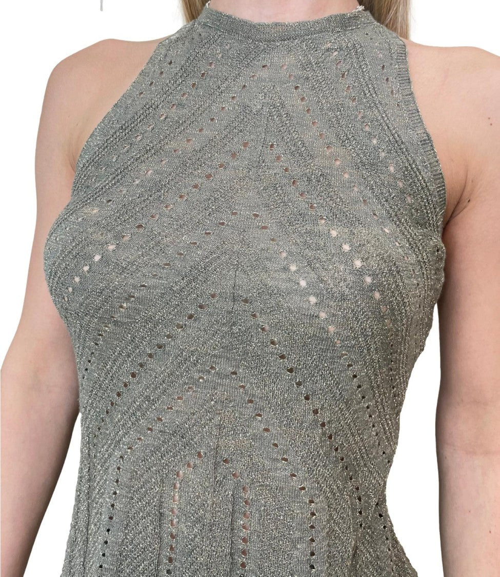 Twin-Set Textured Knit Tank Top With High Neckline
