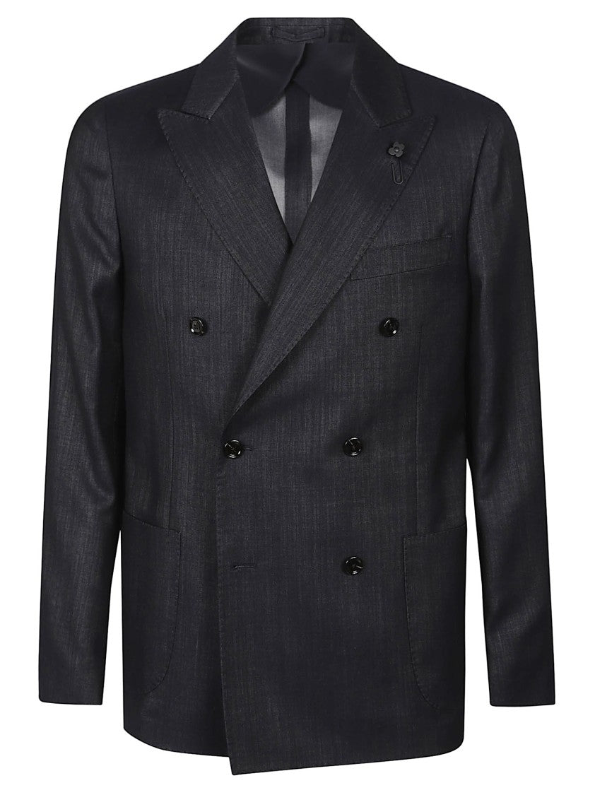 Lardini Double-Breasted Iconic Wool-Blend Blazer