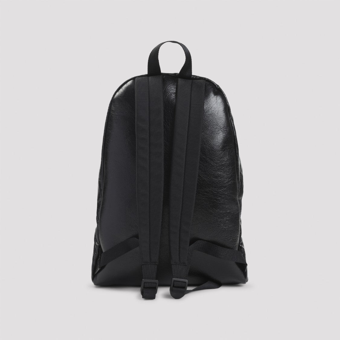 Balenciaga Black Leather Backpack With Playful Patch Embellishments