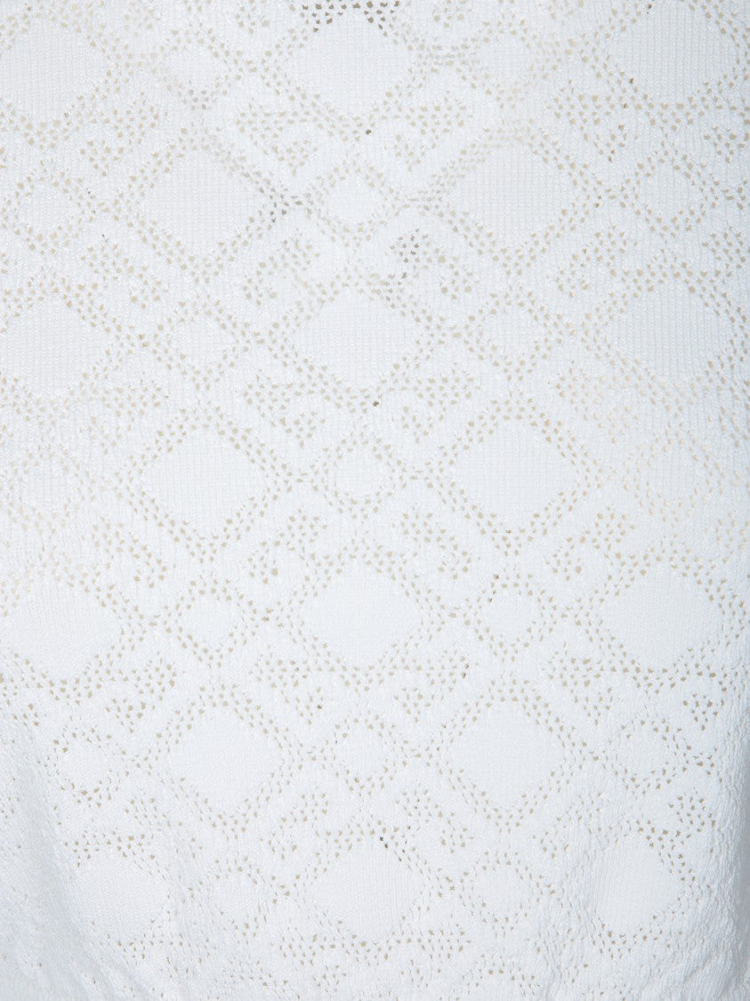 Givenchy Embroidered White Crop Knit Sweater