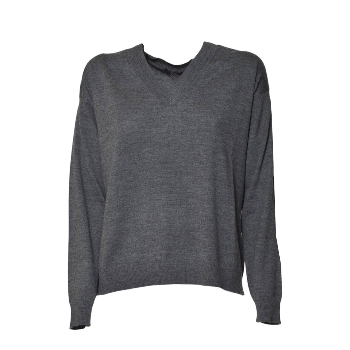 Max Mara Relaxed Fit V-Neck Sweater In Anthracite Grey