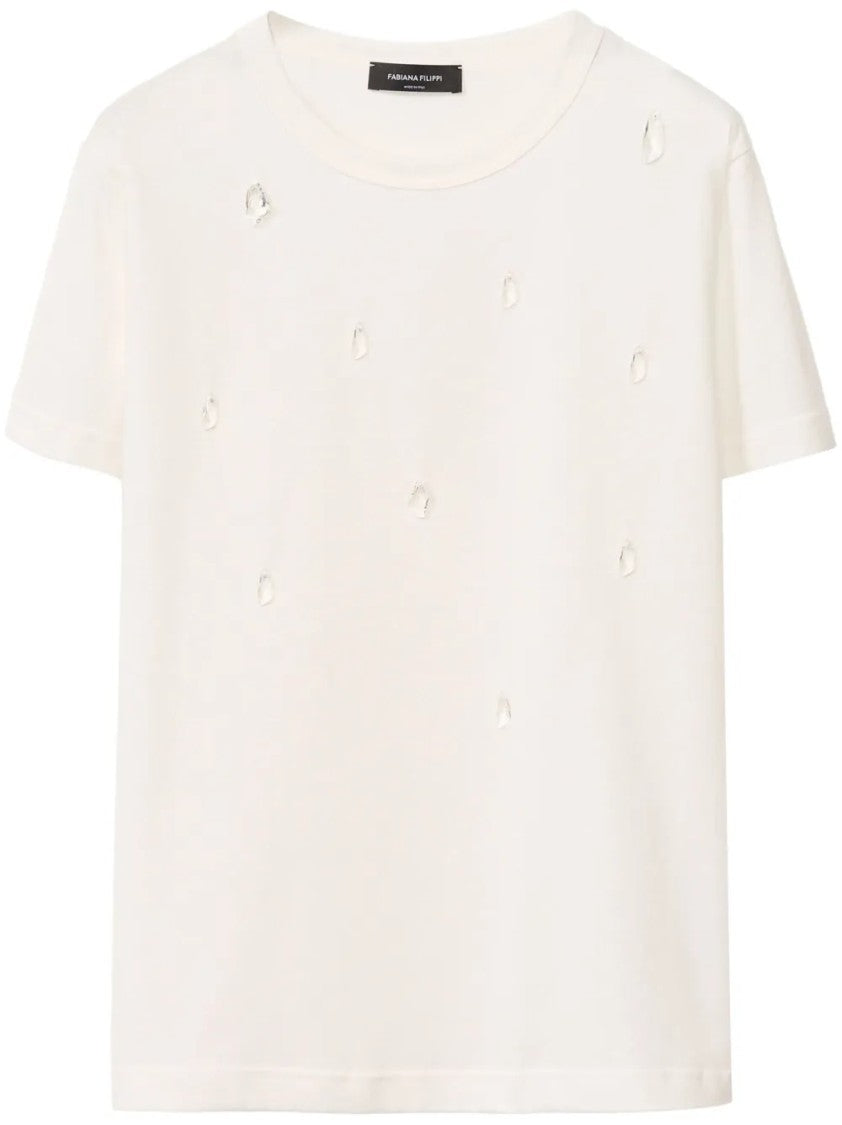 Fabiana Filippi Short-Sleeved Jersey Top With Crew Neckline