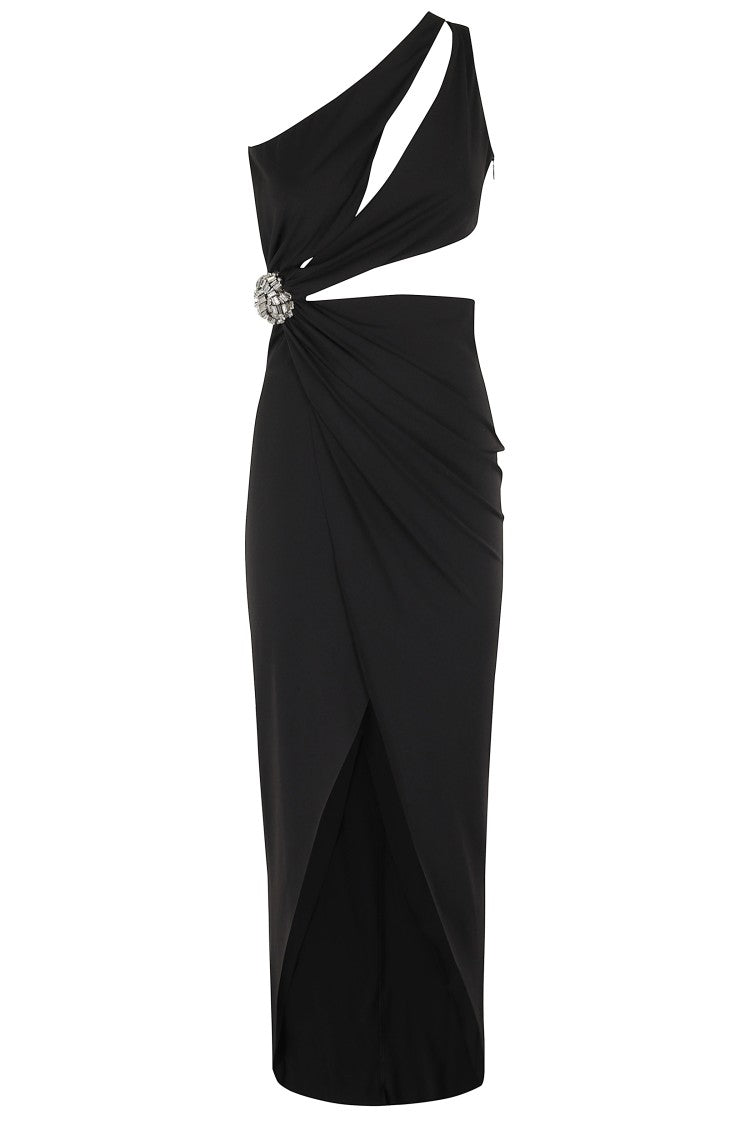 Amen One-Shoulder Black Dress With Rhinestone Details
