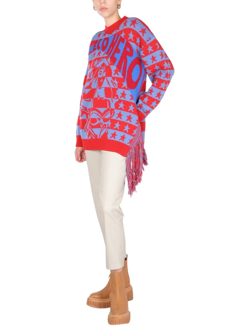 Stella Mccartney Fringed Oversized Crew Neck Sweater