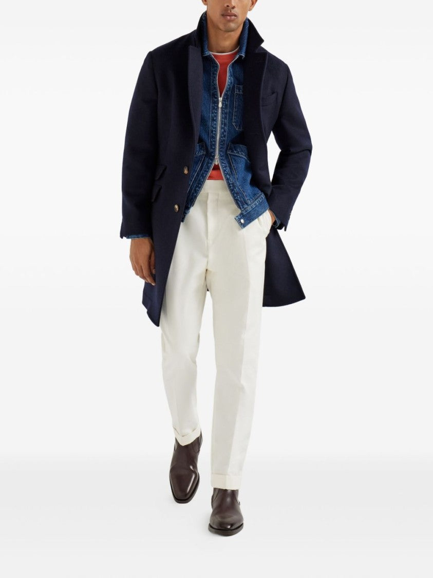 Brunello Cucinelli Short-Sleeved T-Shirt With White Trim And Relaxed Fit