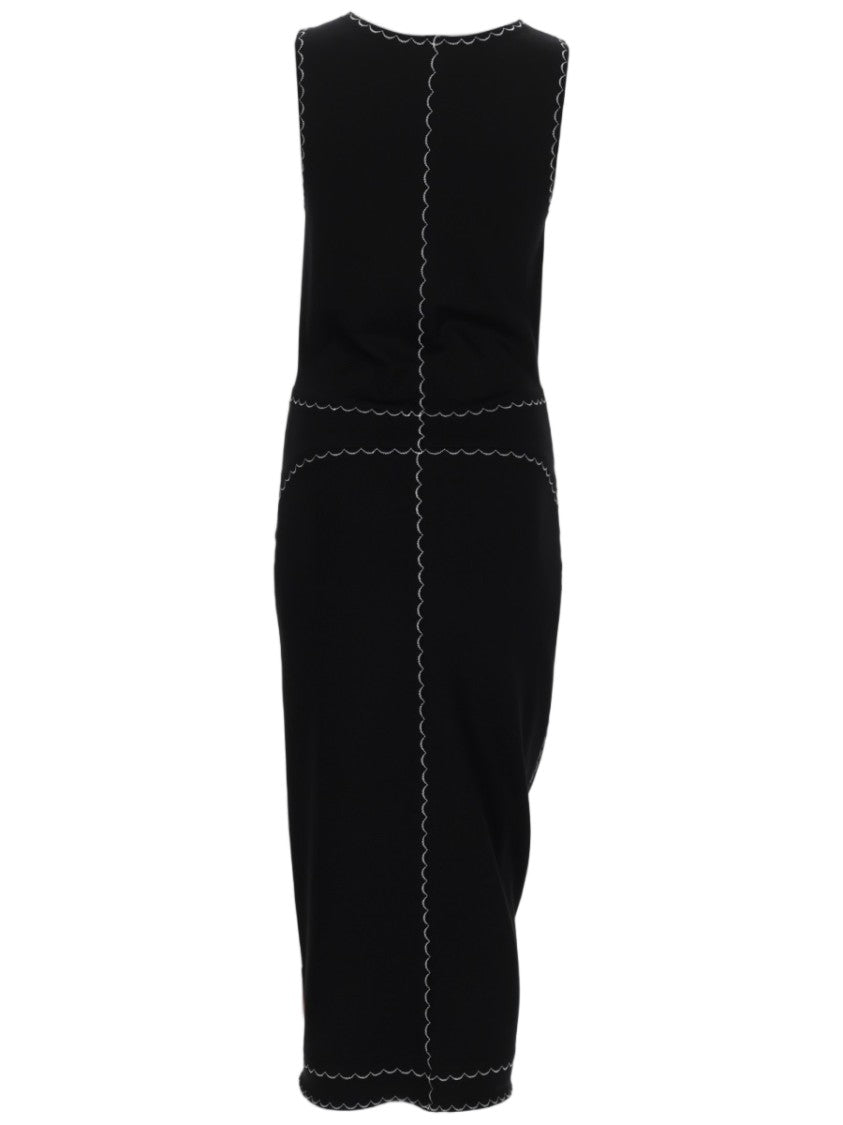 Alexander Mcqueen Knee-Length Dress With Scalloped Stitching And Front Closure