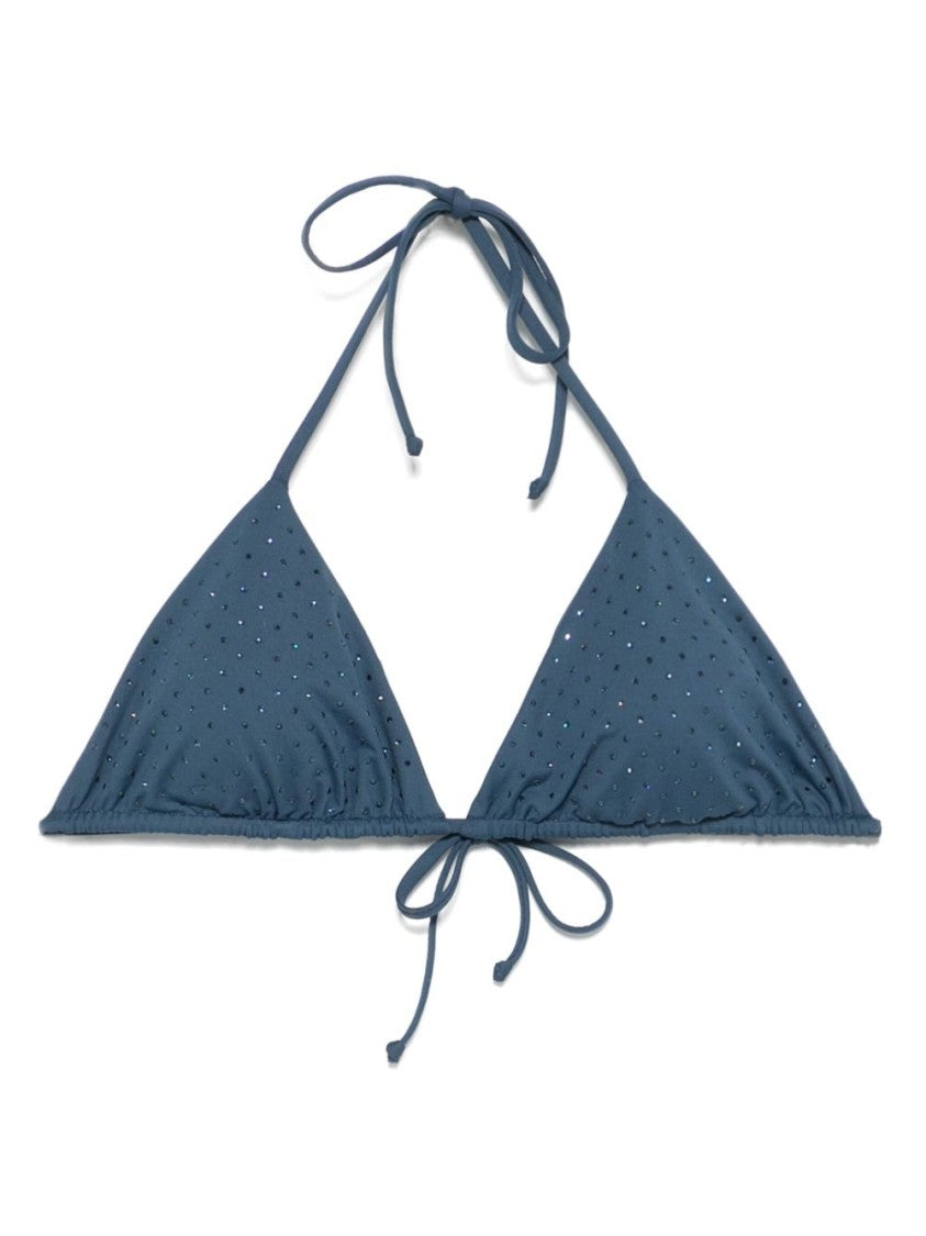 Fisico Navy Blue Triangle Beach Bra With Tie-Fastening Straps