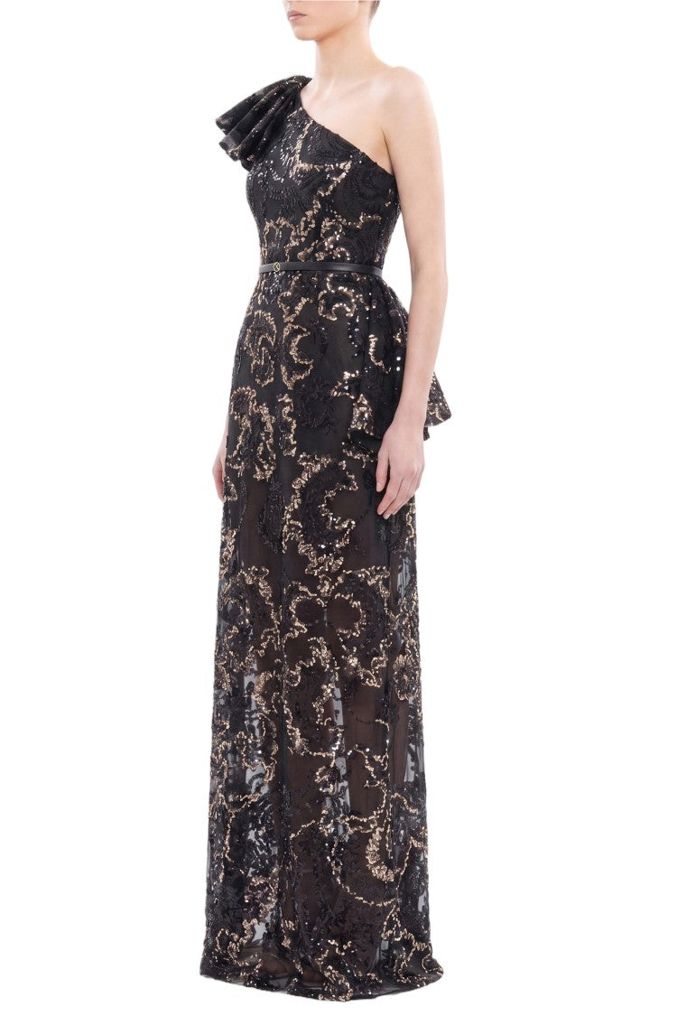 Saiid Kobeisy Ruffle Embroidered Long Dress