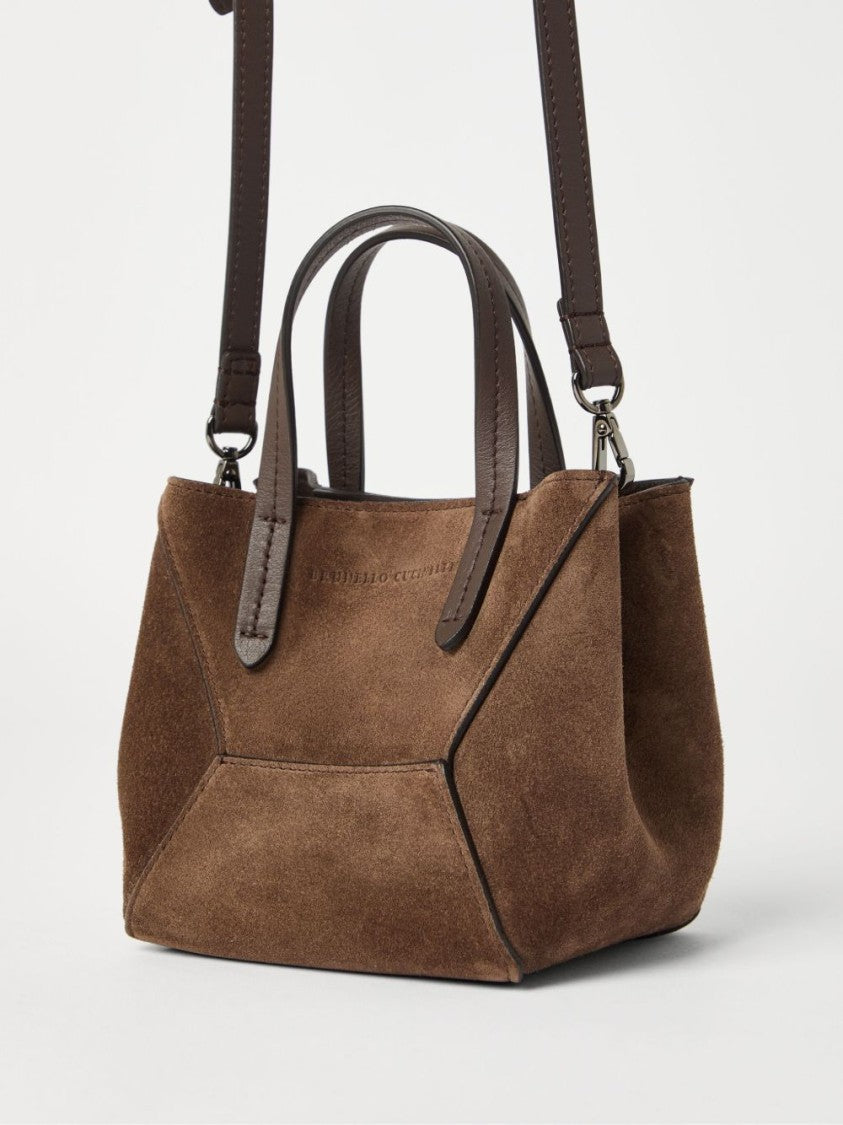 Brunello Cucinelli Structured Suede Leather Bag