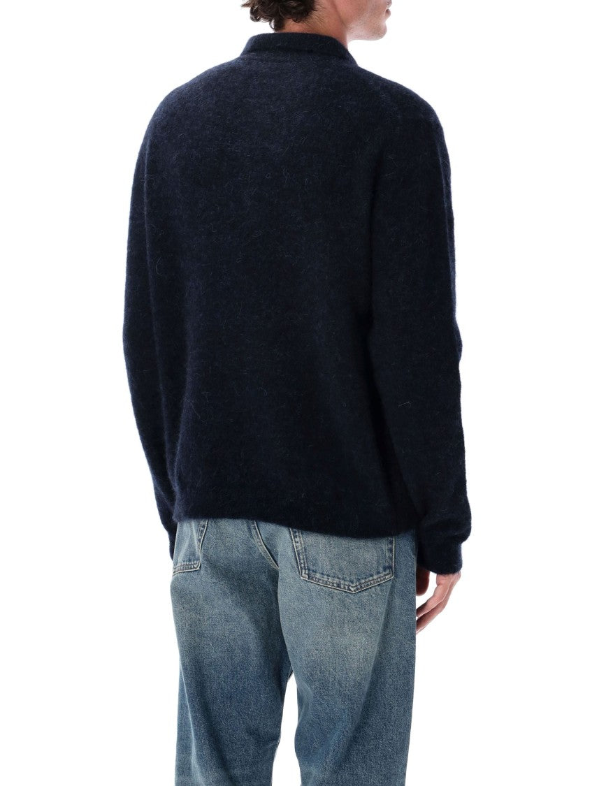 Sunflower Black Mohair Blend Polo Sweater