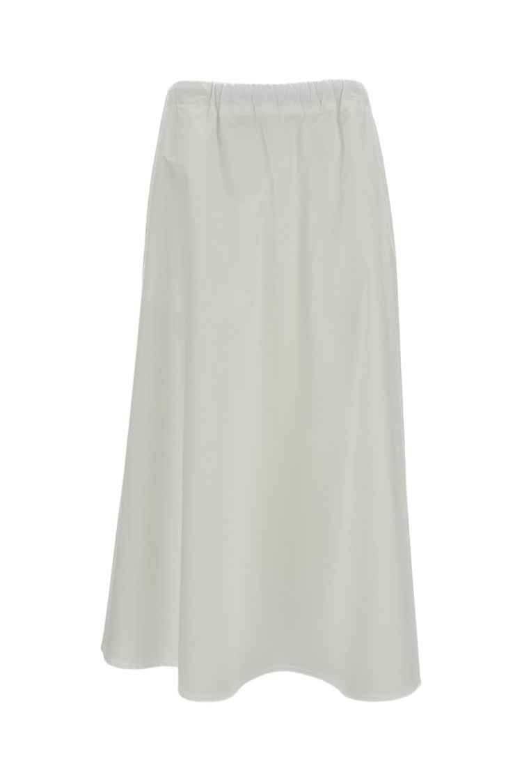 Meta Campania White Long Flared Cotton Skirt