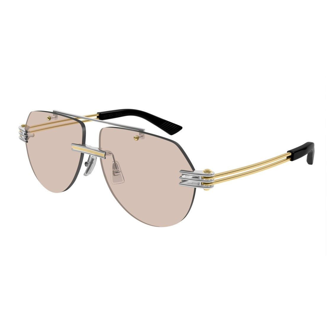 Bottega Veneta Bv1342s Rimless Sunglasses With Double-Bar Temples