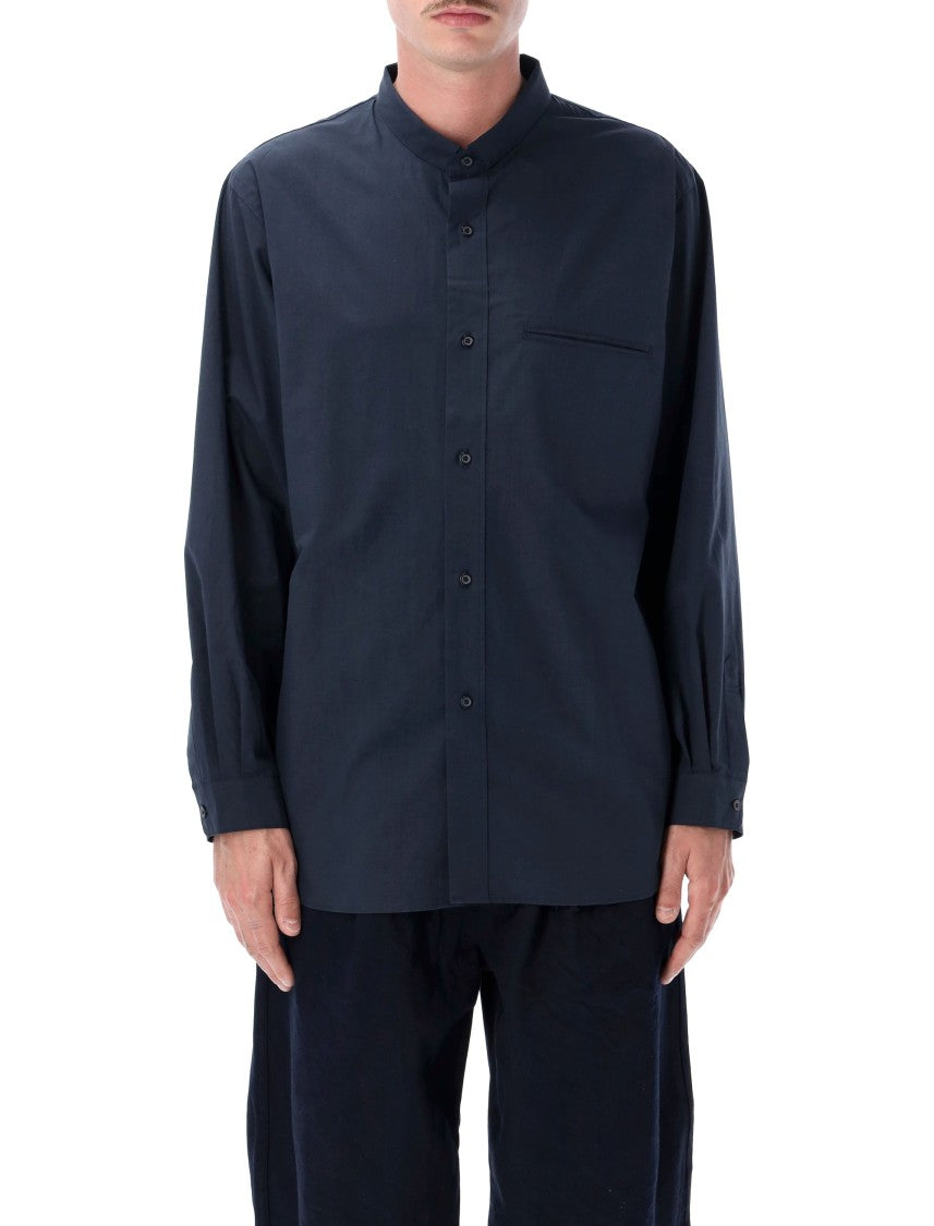 Still By Hand Pocket Band Collar Shirt