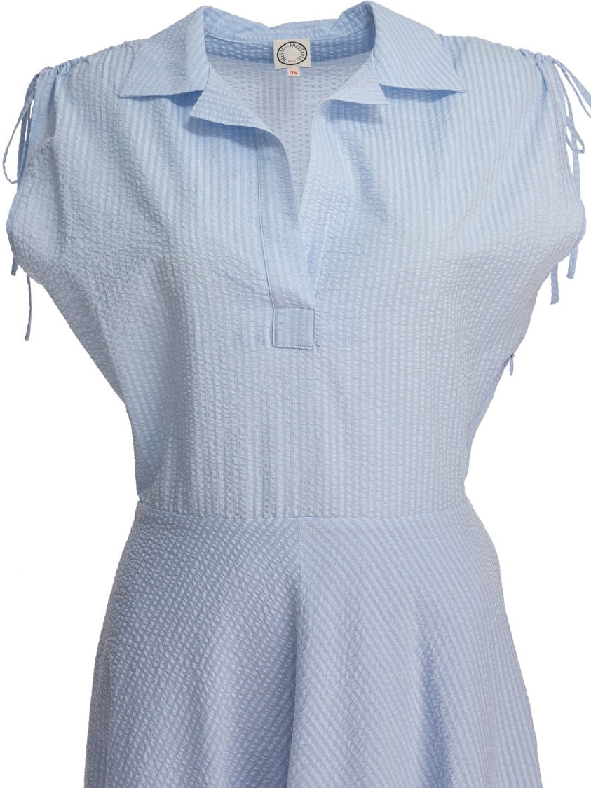 Ines De La Fressange Textured Light Blue A-Line Dress