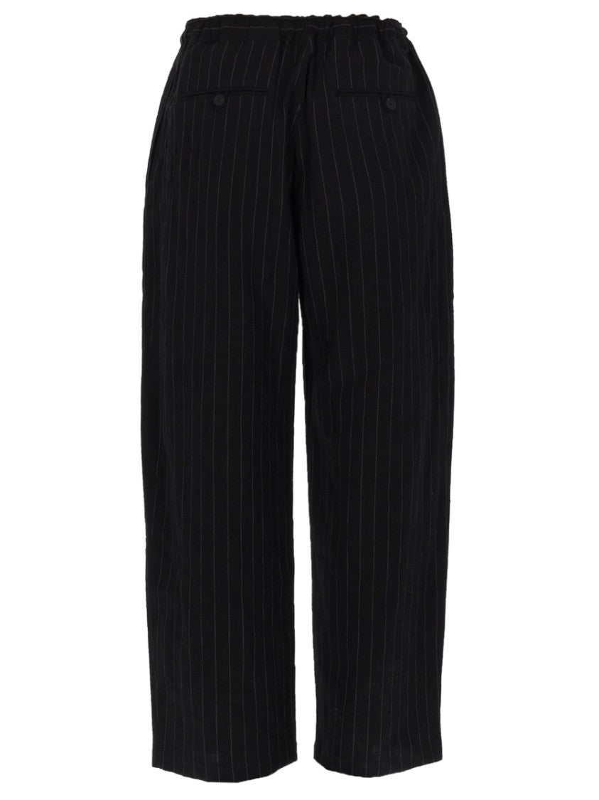 Studio Nicholson Drawcord Relaxed Fit Vertical Stripes Cotton-Blend Straight-Leg Pants