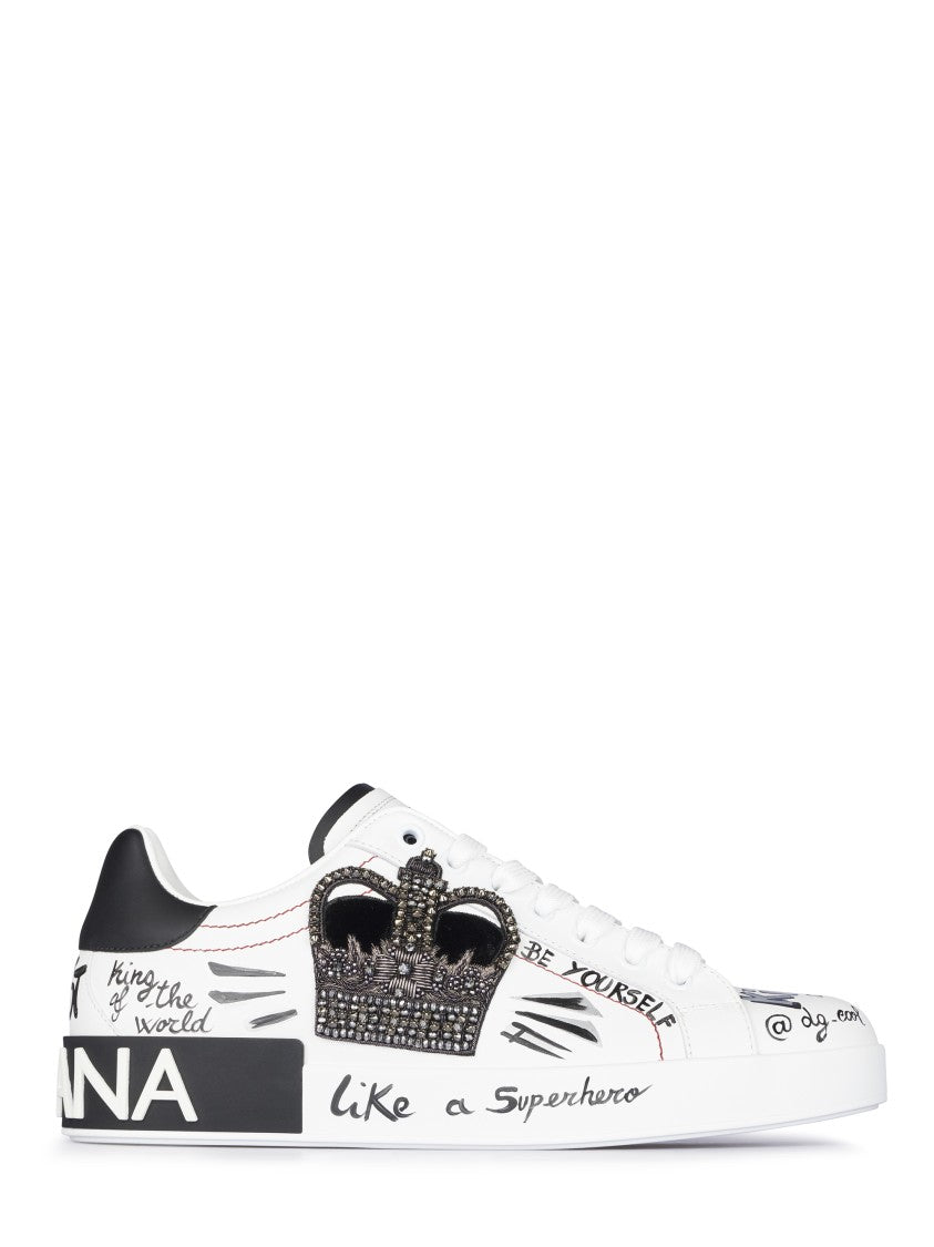 Dolce & Gabbana Low-Top Sneakers With Embellished Crown Detail