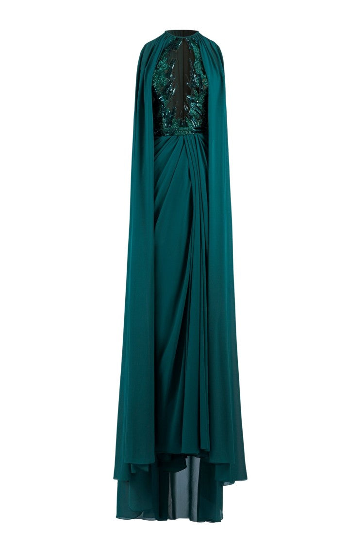 Saiid Kobeisy Pleated Dress With Cape