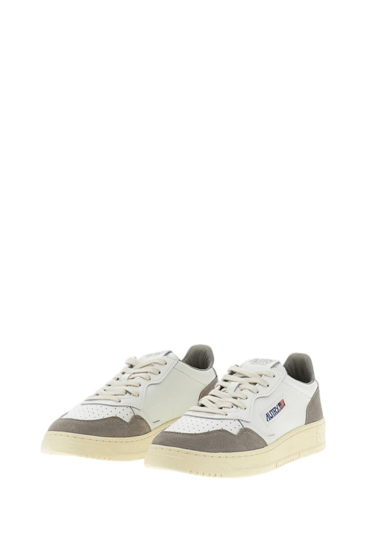 Autry White Grey Medalist Low Leather Suede Sneakers