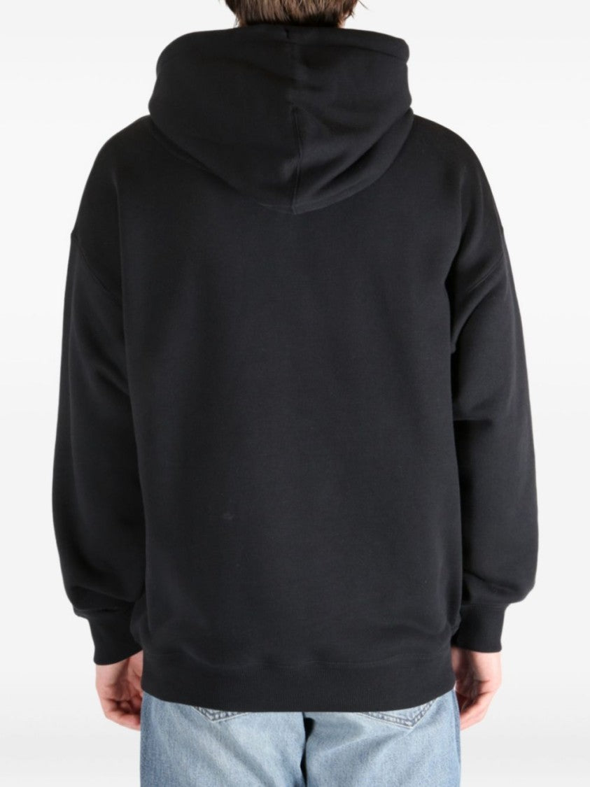 Y-3 Graphic-Print Black Cotton Hoodie With Drawstring Hood