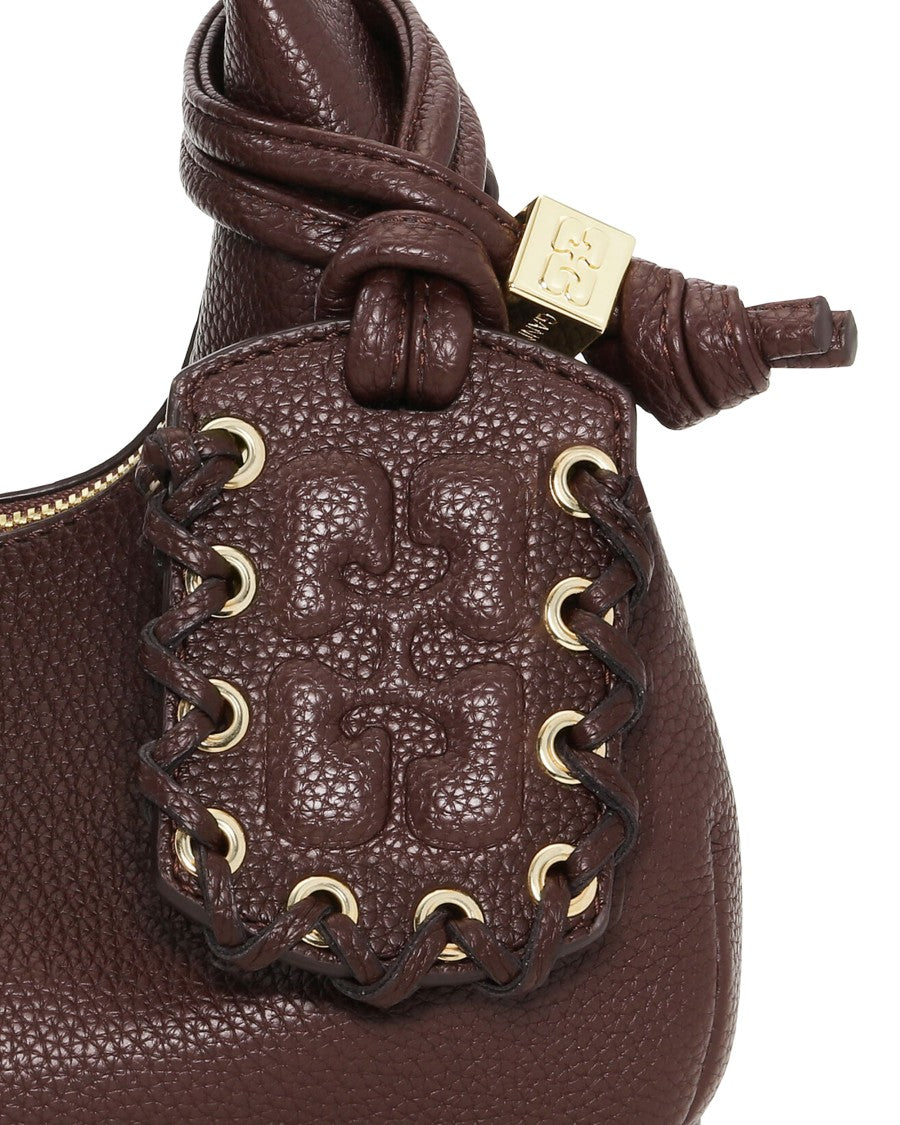 Ganni Mini Hobo Handbag With Adjustable Strap And Mirror Tag