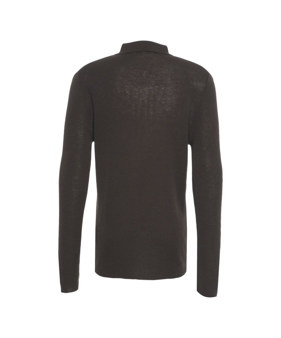 Grifoni Ribbed Slim-Fit Sweater With Classic Polo Collar