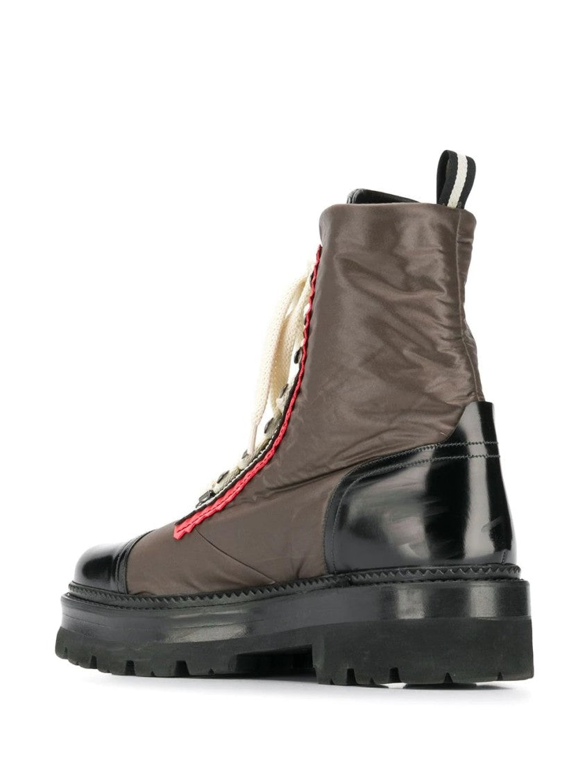 Bally Grey Ankle Boots With Glossy Accents And Rugged Sole