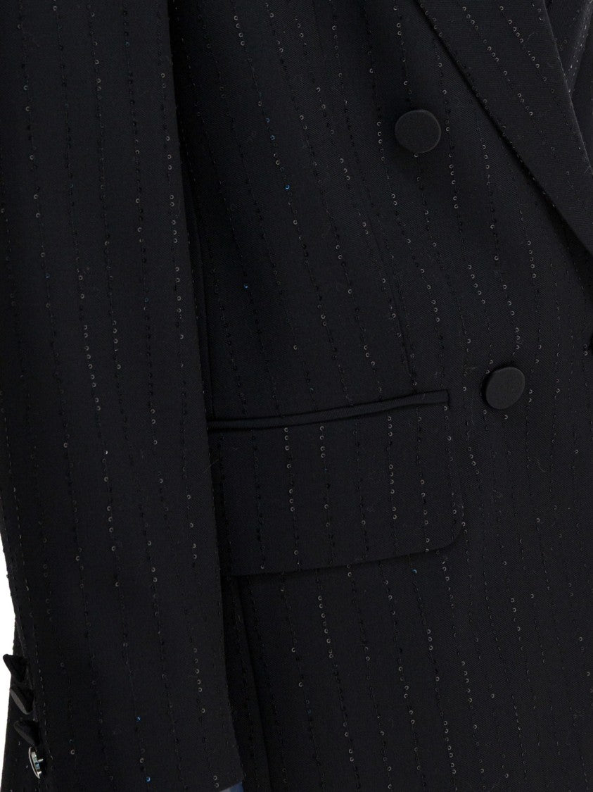 Max Mara Tailored Double-Breasted Jacket With Vertical Pinstripe Detail