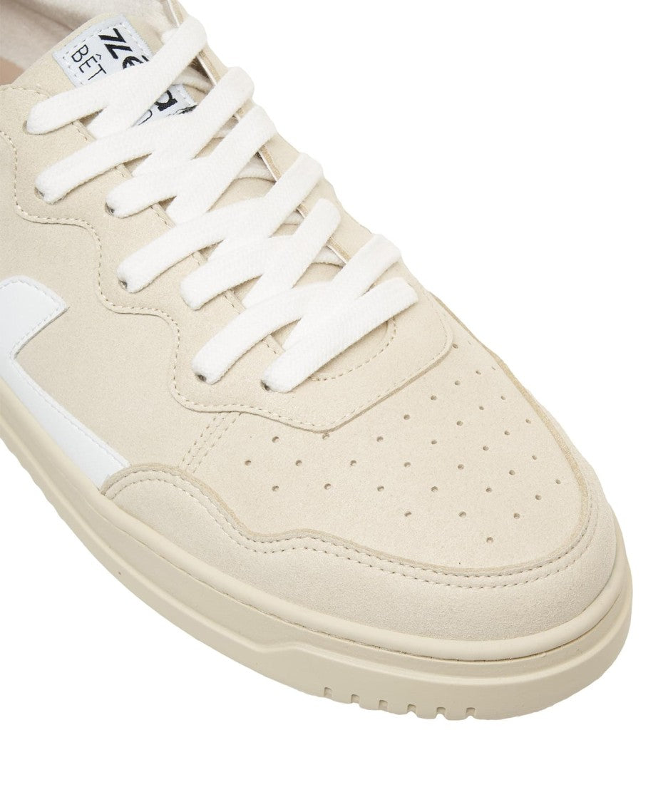 Zeta Beige Sneakers With Contrasting Details And Perforated Toe Cap