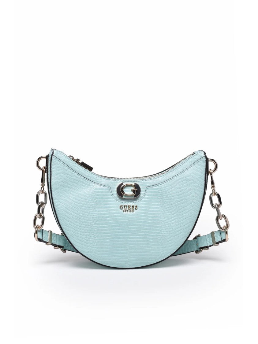 Guess Aqua Polyurethane Crescent Shoulder Bag