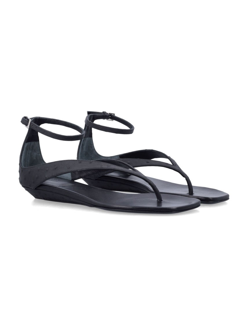 Loulou Studio Niham Ostrich Effect Leather Flat Sandals