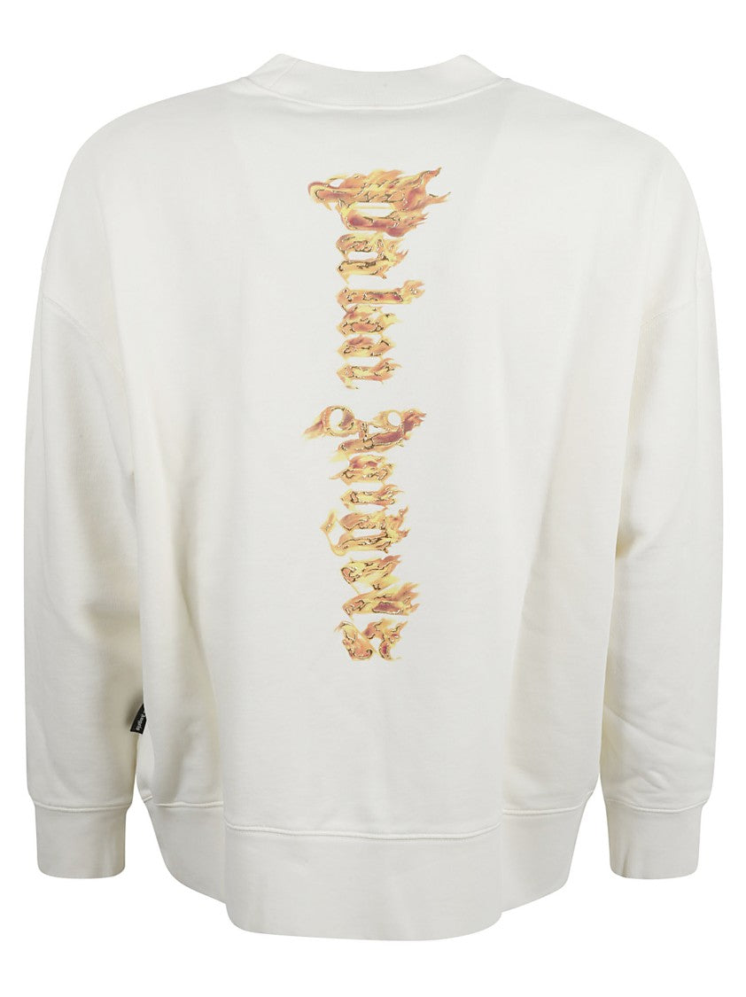 Palm Angels Relaxed Fit High Neck Beige Sweatshirt