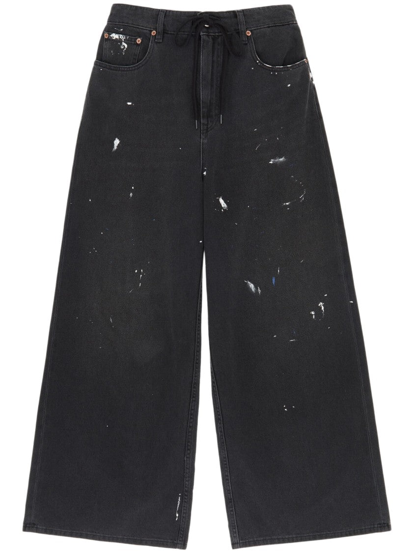 Mm6 By Maison Margiela High-Waisted Wide-Leg Trousers With Drawstring Closure