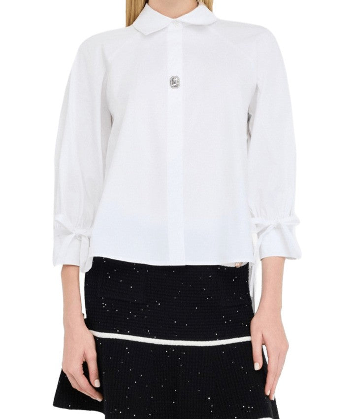 Liu Jo White Poplin Shirt With Jewel Detail