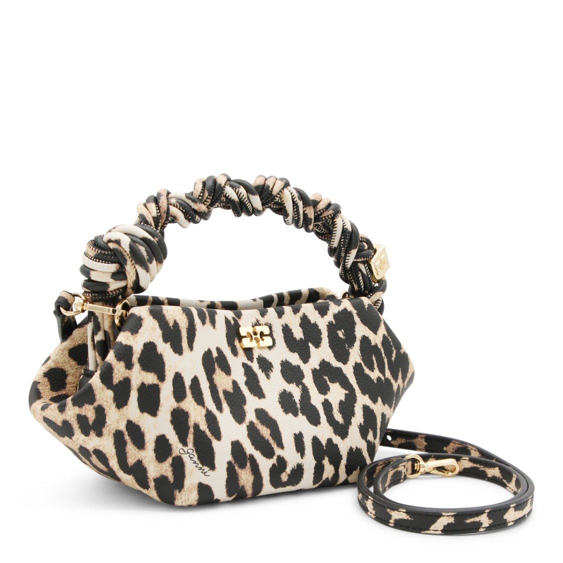 Ganni Leopard Top Handle Bag