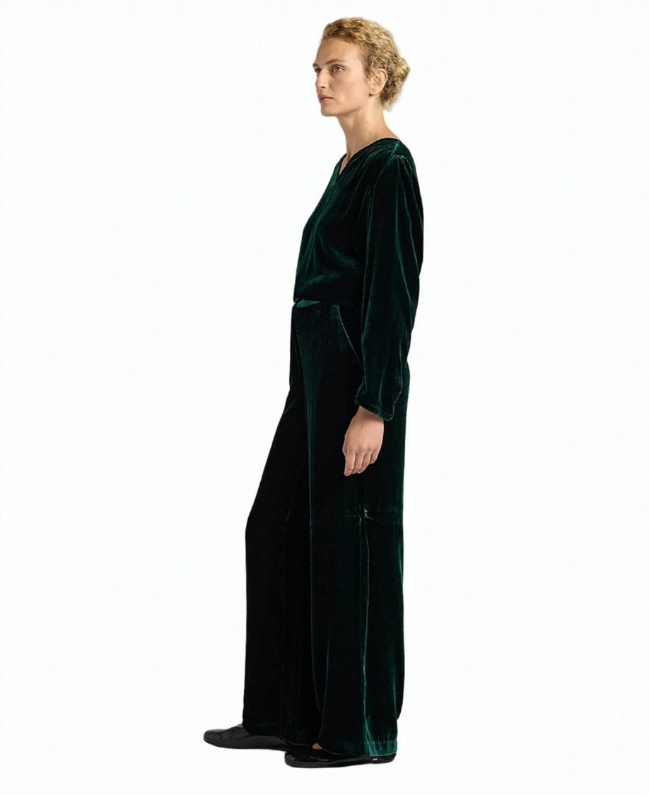 Momonì Viscose-Silk Velvet Wide-Leg Palazzo Pants