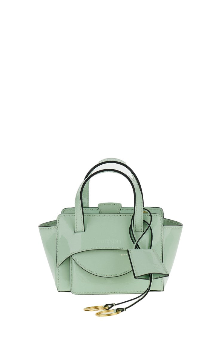 Hidesins Compact Aqua Green Flap Bag In Patent Calfskin