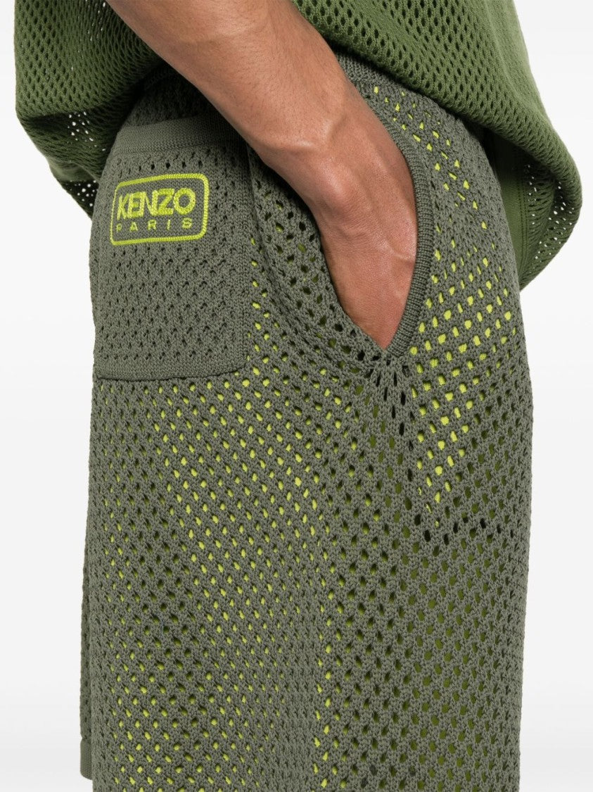 Kenzo Olive Green Drawstring Inset Shorts