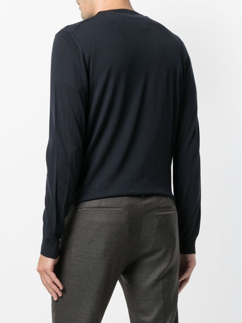Drumohr Classic Fine-Knit Crew Neck Wool Sweater