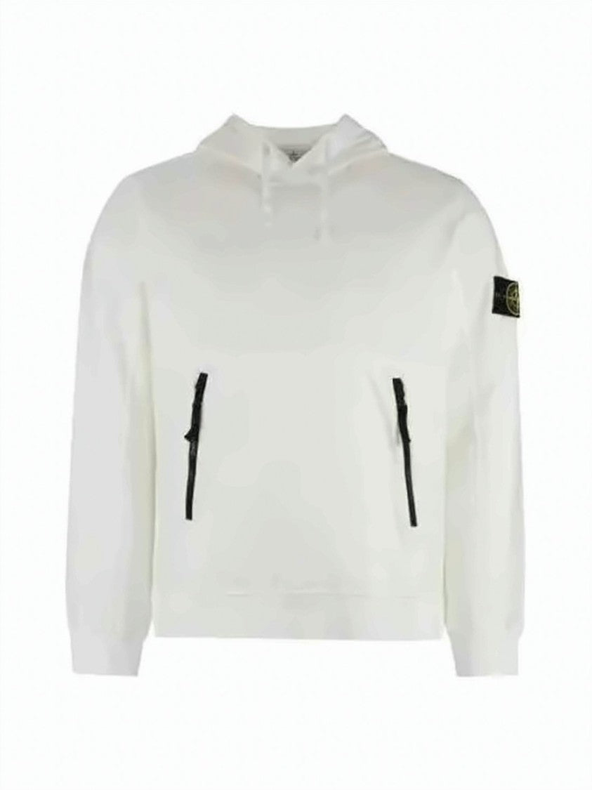 Stone Island White Hoodie With Drawstring