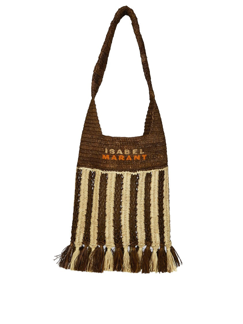 Isabel Marant Brown Praia Small Woven Tassels Shoulder Bag